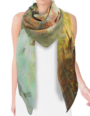 Ancient Village Life Reviving Morning Market Square Scarf Shawl - Dahlia