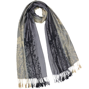 Reversible Wild Flower Triple Panel Color Long Scarf Shawl