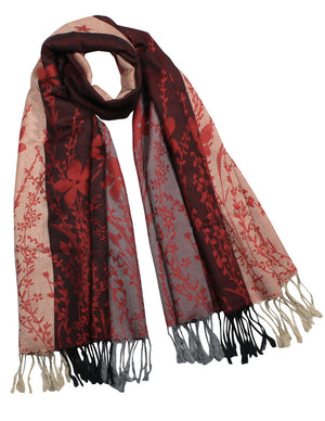 Reversible Wild Flower Triple Panel Color Long Scarf Shawl
