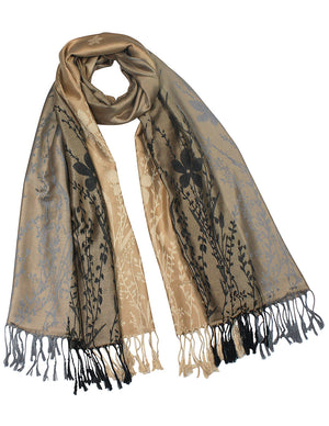 Reversible Wild Flower Triple Panel Color Long Scarf Shawl