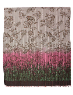 Floral Vine Striped with Three-Tone Long Scarf Shawl Sarong