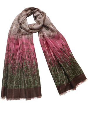 Floral Vine Striped with Three-Tone Long Scarf Shawl Sarong