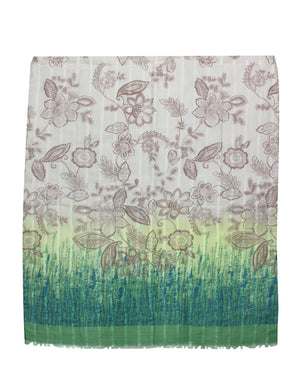 Floral Vine Striped with Three-Tone Long Scarf Shawl Sarong