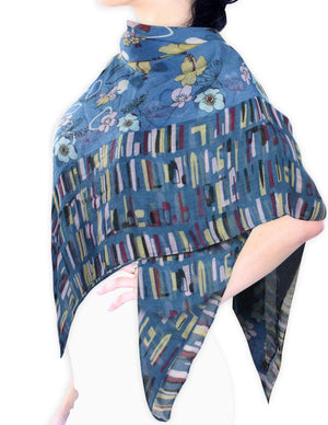 Hibiscus Cherry Blossom Flowers Tiled Border Square Scarf Shawl