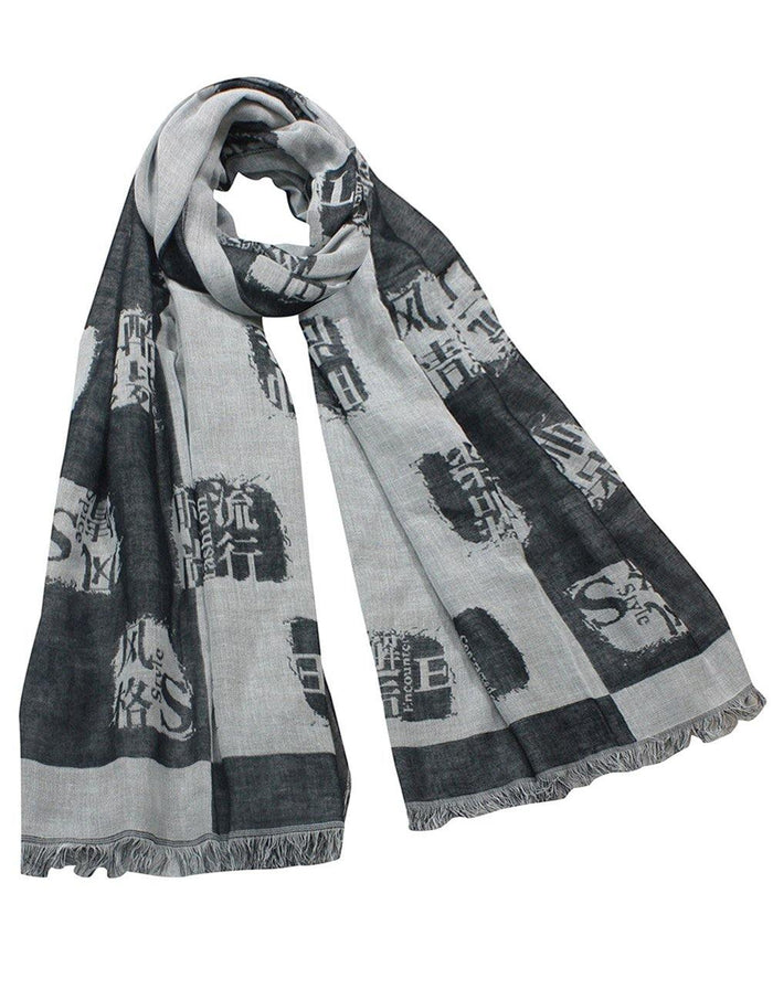 Chinese English Character Seal Stamps  Long Scarf