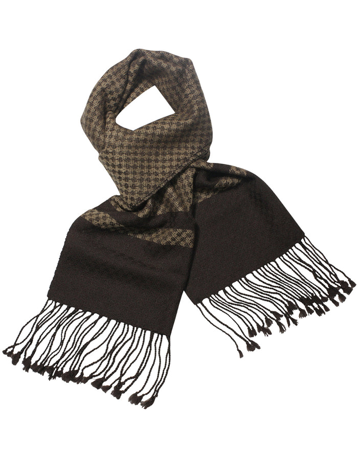 Men's Wool Blend Scarf Classy Checker Pattern and Block Striped