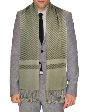 Men's Wool Blend Scarf Classy Checker Pattern and Block Striped