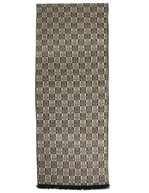 Reversible Two Tone Noble Emblem Silky Cashmere Feel Long Scarf