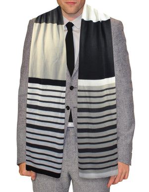 Playful Multi-Color Stripes and Solid Blocks Acrylic Long Scarf