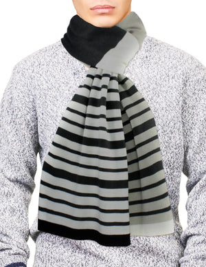 Playful Multi-Color Stripes and Solid Blocks Acrylic Long Scarf