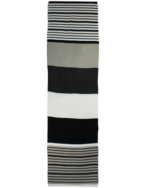 Playful Multi-Color Stripes and Solid Blocks Acrylic Long Scarf