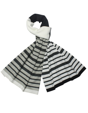 Playful Multi-Color Stripes and Solid Blocks Acrylic Long Scarf