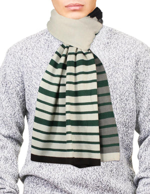 Playful Multi-Color Stripes and Solid Blocks Acrylic Long Scarf