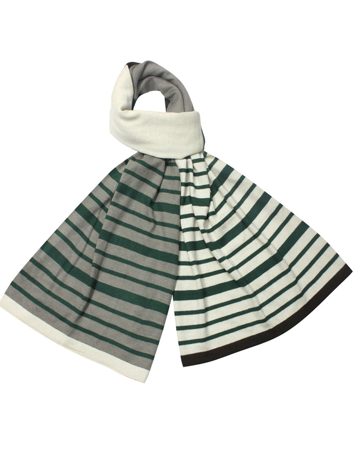 Playful Multi-Color Stripes and Solid Blocks Acrylic Long Scarf