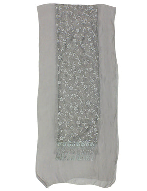 Shining Floret Flower Pattern Hand Embroidered Lace Long Scarf Shawl