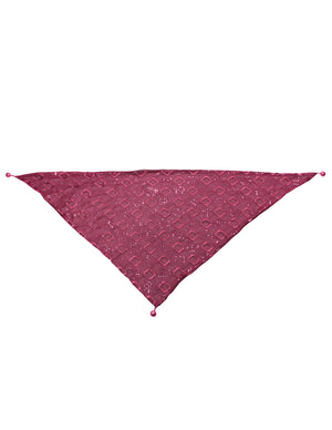 Hand Embroidered Square Shining Sequins Lace Triangle Scarf Shawl with Dangling Balls