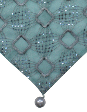 Hand Embroidered Square Shining Sequins Lace Triangle Scarf Shawl with Dangling Balls