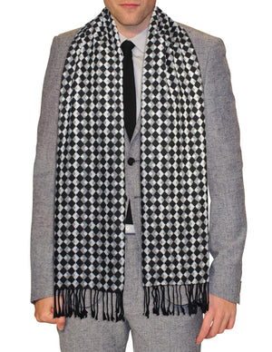 Reversible Classic Checkers Silky Cashmere Feel Long Scarf