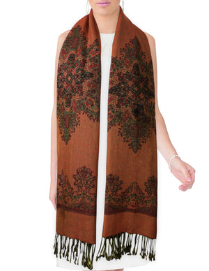 Rayon Snowflake Flower Reversible Long Scarf Shawl