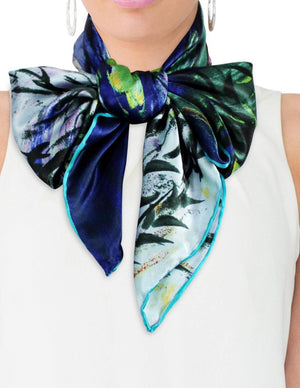 [product type] | 100% Luxury Square Silk Scarf - Claude Monet's Artwork | Dahlia