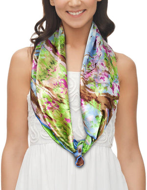 [product type] | 100% Luxury Square Silk Scarf - Claude Monet's Artwork | Dahlia