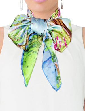 [product type] | 100% Luxury Square Silk Scarf - Claude Monet's Artwork | Dahlia