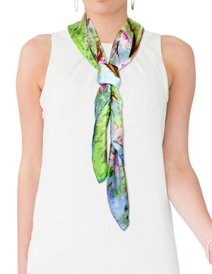 [product type] | 100% Luxury Square Silk Scarf - Claude Monet's Artwork | Dahlia