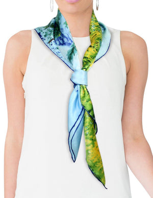 [product type] | 100% Luxury Square Silk Scarf - Claude Monet's Artwork | Dahlia