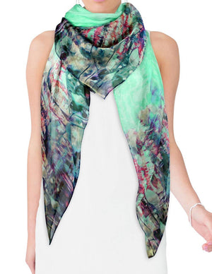 [product type] | Calla Lily Chiffon Square Silk Scarf | Dahlia