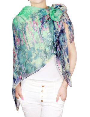 [product type] | Calla Lily Chiffon Square Silk Scarf | Dahlia