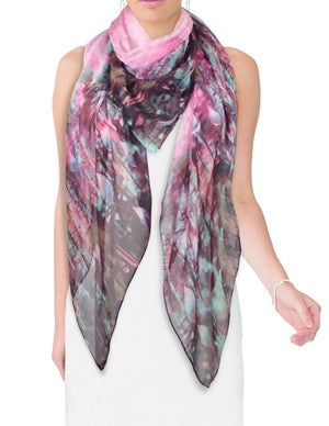 [product type] | Calla Lily Chiffon Square Silk Scarf | Dahlia