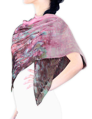 [product type] | Calla Lily Chiffon Square Silk Scarf | Dahlia