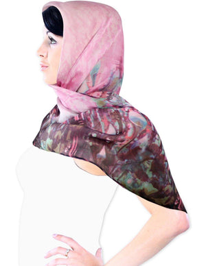 [product type] | Calla Lily Chiffon Square Silk Scarf | Dahlia