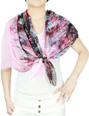 [product type] | Calla Lily Chiffon Square Silk Scarf | Dahlia