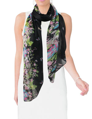 Butterfly Flower Garden Sheer Long Scarf Shawl