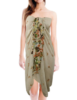 Butterfly Flower Garden Sheer Long Scarf Shawl