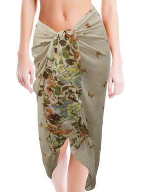 Butterfly Flower Garden Sheer Long Scarf Shawl
