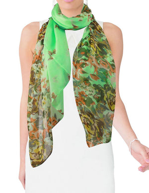 Butterfly Flower Garden Sheer Long Scarf Shawl