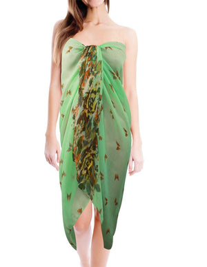 Butterfly Flower Garden Sheer Long Scarf Shawl