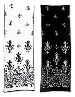 Reversible Black and White Porcelain Knit Long Scarf