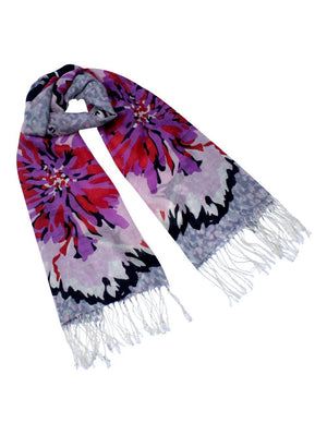 100% Wool Scarfs Wraps and Shawls Flower Leopard - Dahlia