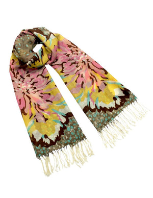 100% Wool Scarfs Wraps and Shawls Flower Leopard - Dahlia