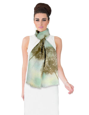 100% Wool Scarfs Wraps and Shawls Fuzzy Dandelions Green - Dahlia