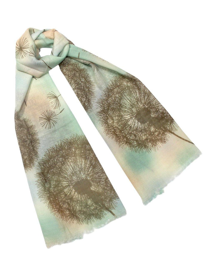 100% Wool Scarfs Wraps and Shawls Fuzzy Dandelions Green