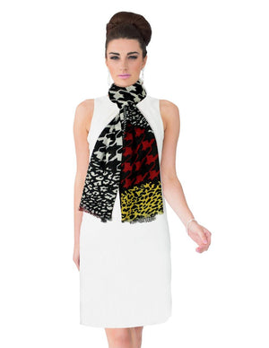 100% Wool Scarfs Wraps and Shawls Colorful Pattern Patchwork - Dahlia