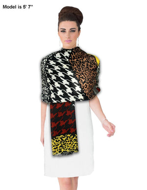 100% Wool Scarfs Wraps and Shawls Colorful Pattern Patchwork - Dahlia