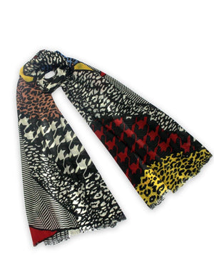 100% Wool Scarfs Wraps and Shawls Colorful Pattern Patchwork - Dahlia