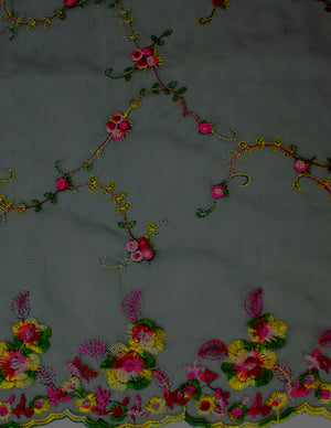 Exquisite Vine Blossom Embroidery Chiffon Evening Scarf Shawl