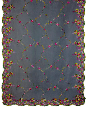 Exquisite Vine Blossom Embroidery Chiffon Evening Scarf Shawl