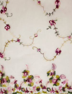 Exquisite Vine Blossom Embroidery Chiffon Evening Scarf Shawl
